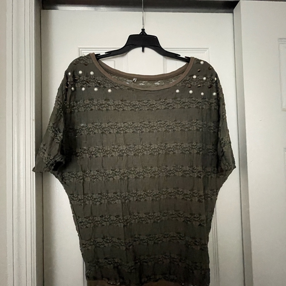 Elegant Olive Lace Women Top